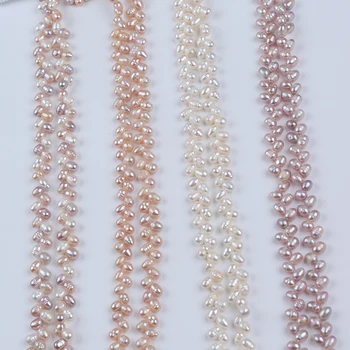 6-7mm Kviečių Ausies Perlų Balta Rausva, Violetinė Pearl Autentiški Natūralių Gėlavandenių Perlų Karoliai 