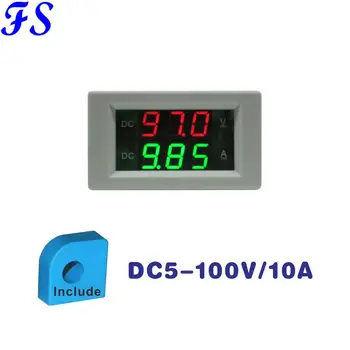 DC Voltmeter Ammeter DC 5-100V 10A Salė CT Jutiklis Skaitmeninis LED Įtampos Esamą dviejų Metrų Digital Voltmeter Ammeter Testeris Juoda